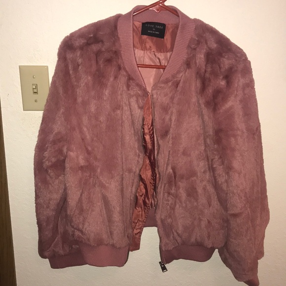 Fuax Fur Bomber Coat - Picture 2 of 3
